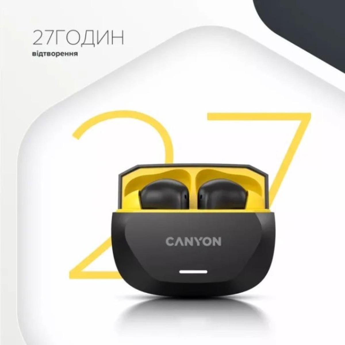 Навушники Canyon Hexagon 7 TWS ANC+ENC Wireless Charge Black/Yellow (CNS-TWS7BY) 98_98.jpg - фото 7