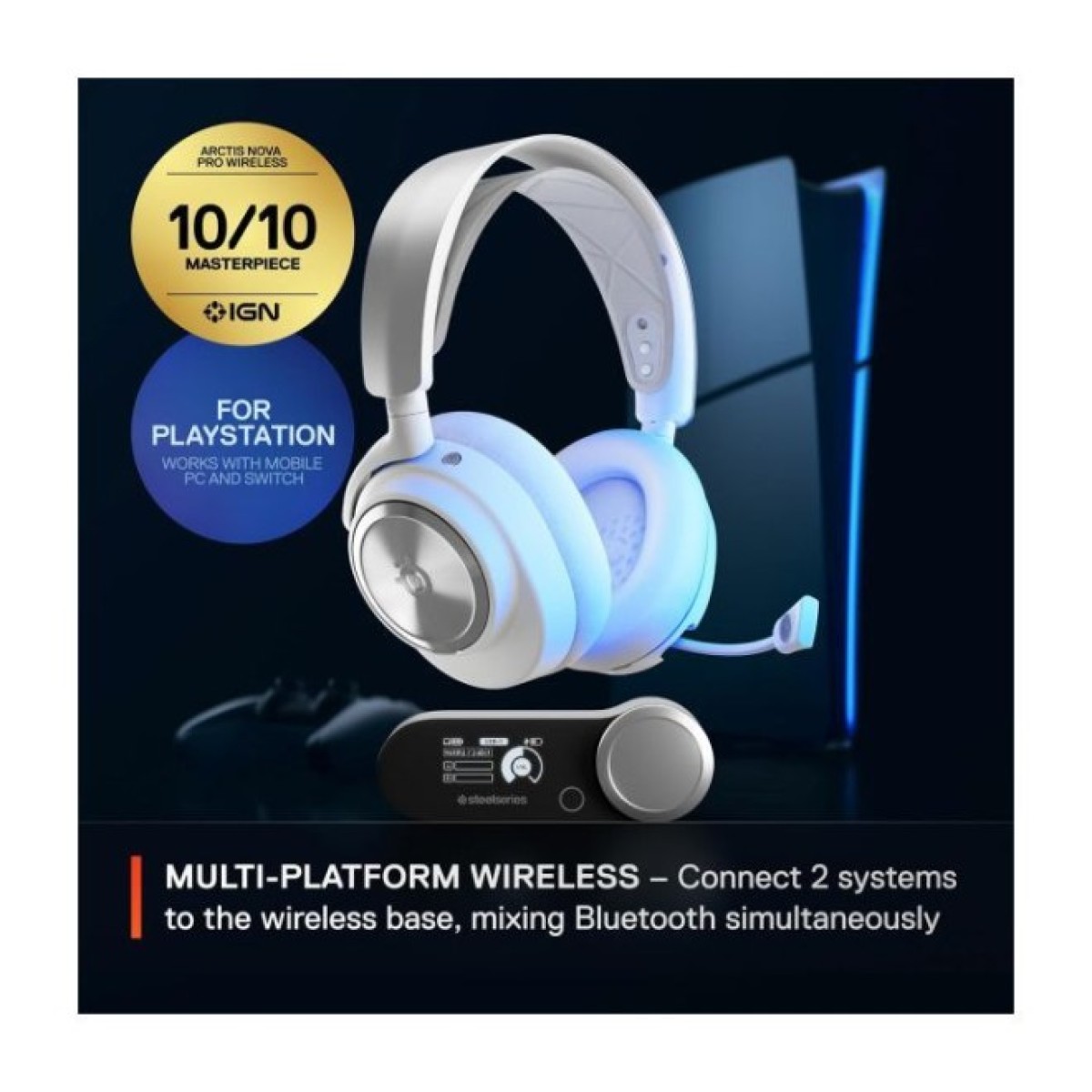 Наушники SteelSeries Arctis Nova Pro Wireless P PS/PC/SW/MAC/MOB White (61526) 98_98.jpg - фото 3