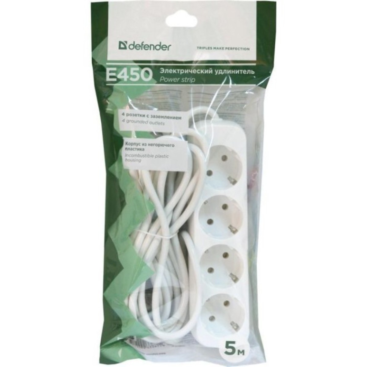Мережевий подовжувач Defender S450 5.0 m 4 роз switch white (99239) 98_98.jpg - фото 2