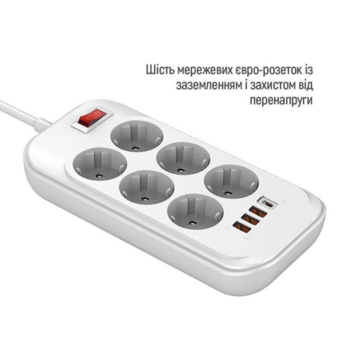 Мережевий фільтр живлення ColorWay CW-CHE64PDW, 6 розеток/4USB 2M (CW-CHE64PDW) 98_98.jpg - фото 4
