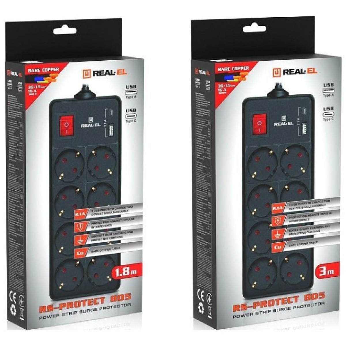 Мережевий подовжувач REAL-EL RS-PROTECT 805 5m, black (EL122300043) 98_98.jpg - фото 2