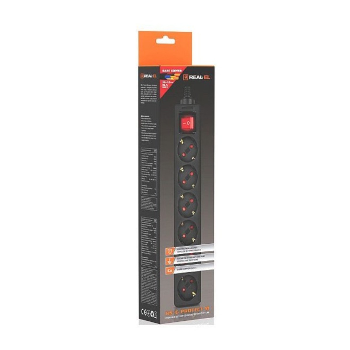 Мережевий фільтр живлення REAL-EL RS-6 Protect M 3m, black (EL122300034) 98_98.jpg - фото 5