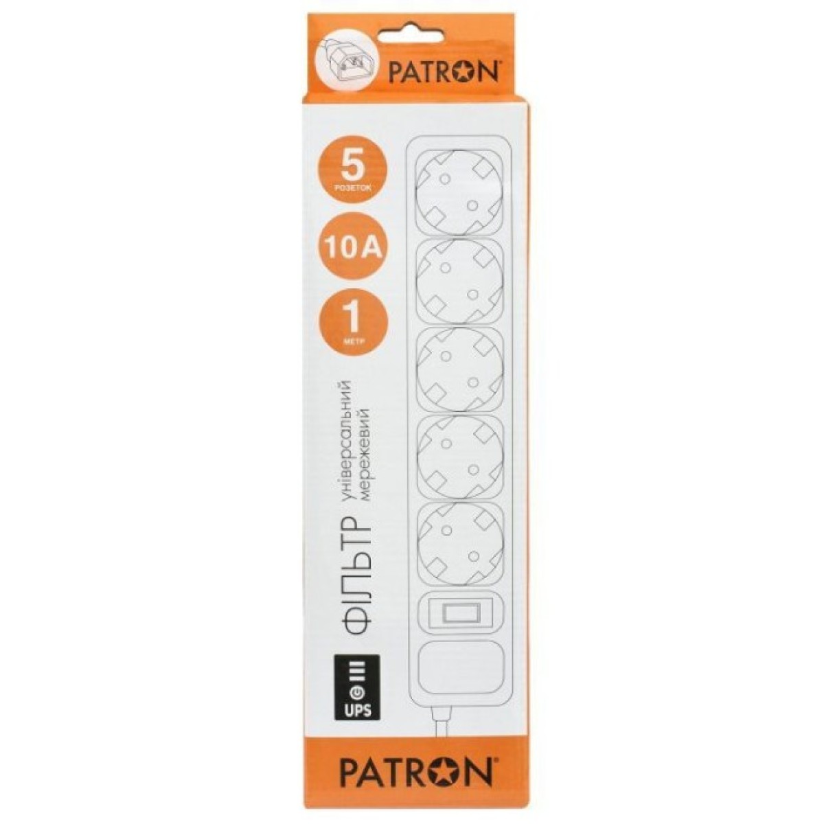 Мережевий фільтр живлення Patron 1 m3*1mm2 (SP-1053U) 5 розеток BLACK (EXT-PN-SP-1053U) 98_98.jpg - фото 3