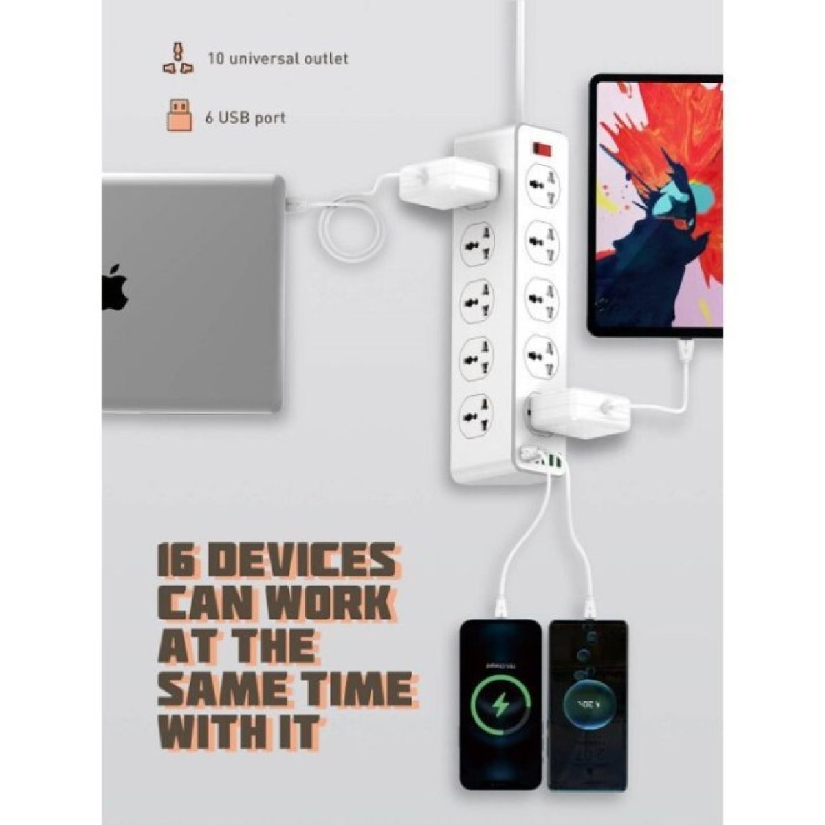Мережевий фільтр живлення LDNIO SC10610, 5роз + 3USB (SC10610) 98_98.jpg - фото 5