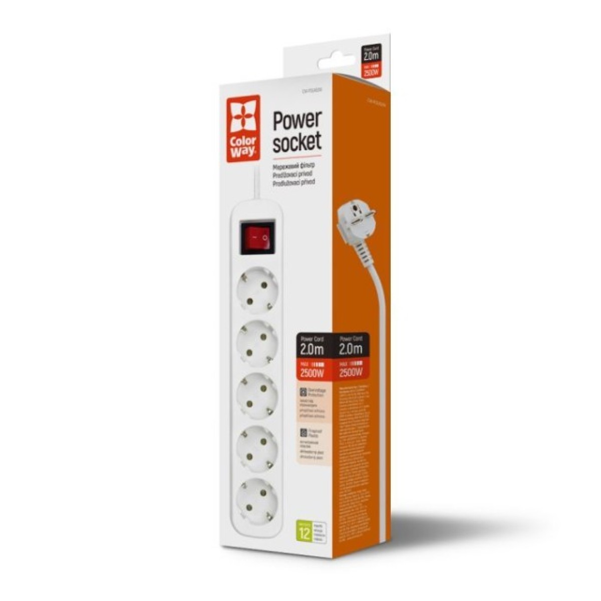 Мережевий фільтр живлення ColorWay CW-PSEA52W, 5 розеток/ 2M white (CW-PSEA52W) 98_98.jpg - фото 3