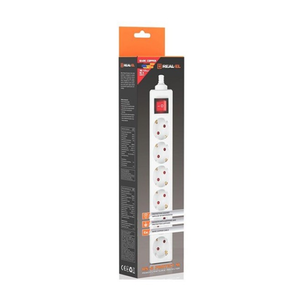 Мережевий фільтр живлення REAL-EL RS-6 Protect M 3m, white (EL122300033) 98_98.jpg - фото 3