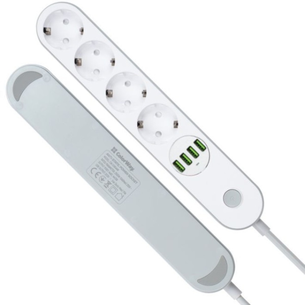 Мережевий фільтр живлення ColorWay CW-CHE44W, 4 розетки/4USB White 2M (CW-CHE44W) 98_98.jpg - фото 7