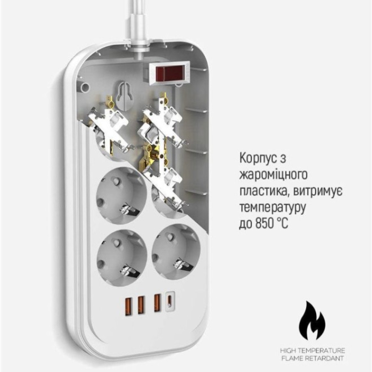 Мережевий фільтр живлення ColorWay CW-CHE64PDW, 6 розеток/4USB 2M (CW-CHE64PDW) 98_98.jpg - фото 6