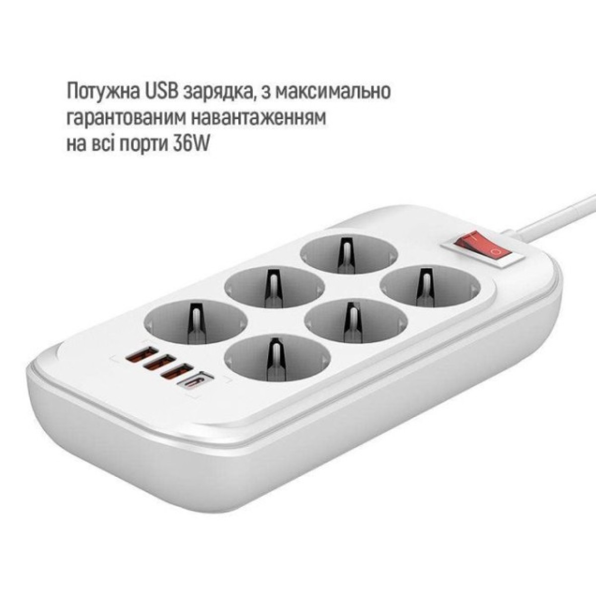 Мережевий фільтр живлення ColorWay CW-CHE64PDW, 6 розеток/4USB 2M (CW-CHE64PDW) 98_98.jpg - фото 7