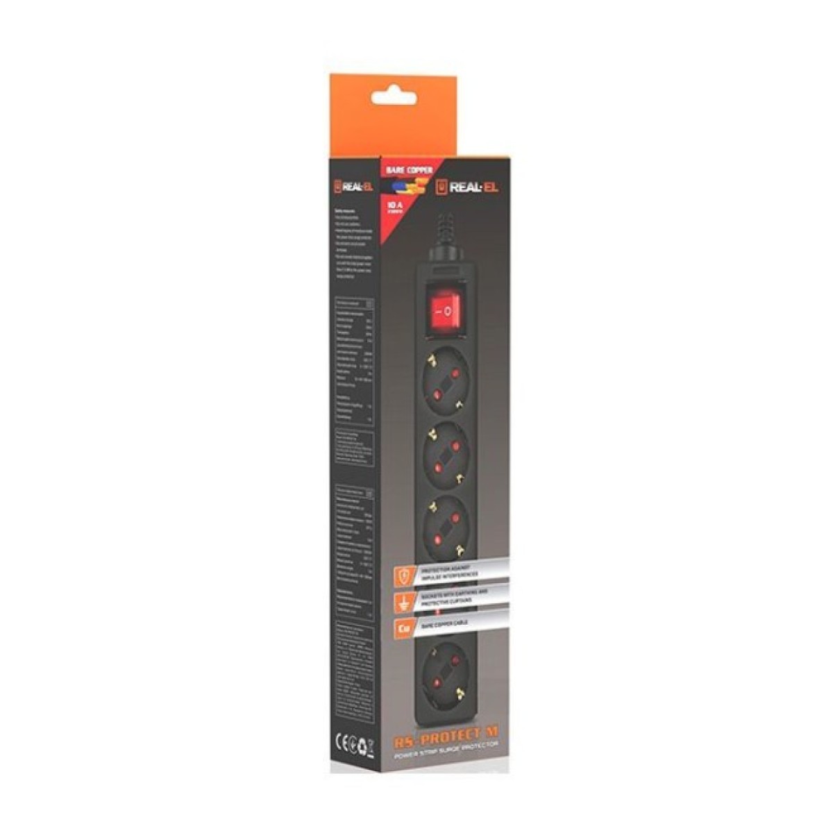 Мережевий фільтр живлення REAL-EL RS-Protect M 5m, black (EL122300030) 98_98.jpg - фото 5