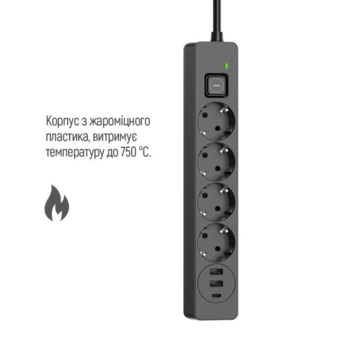 Мережевий фільтр живлення ColorWay CW-CHE435PDB, 4 розетки/3USB 5M (CW-CHE435PDB) 98_98.jpg - фото 4