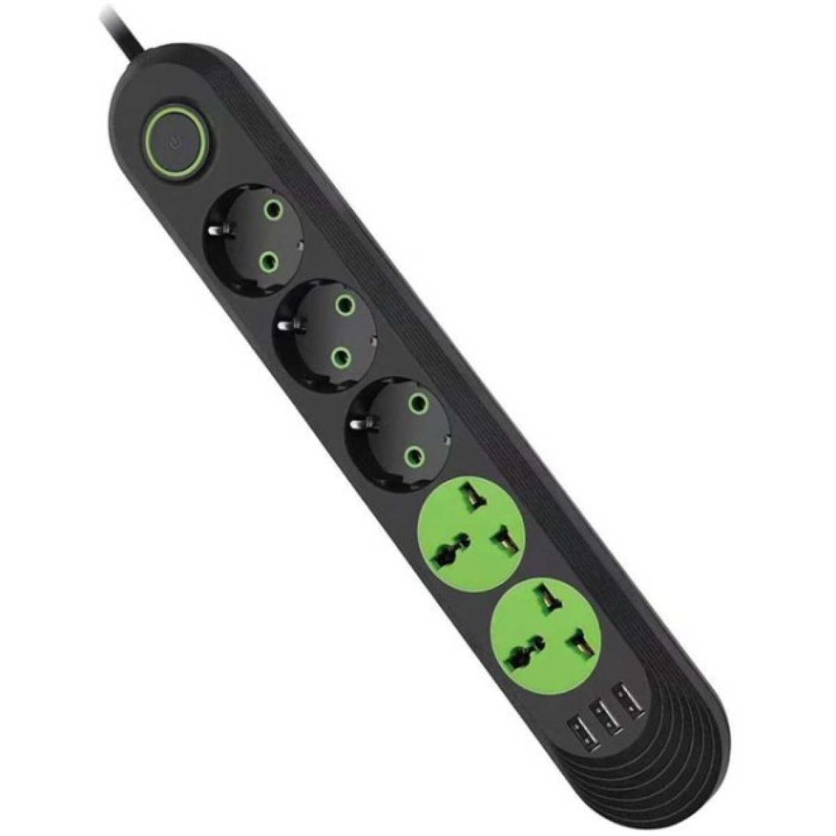 Мережевий фільтр живлення Voltronic F02U, 3роз EU + 2роз Universal, 3*USB Black (F02U-Black) 256_256.jpg