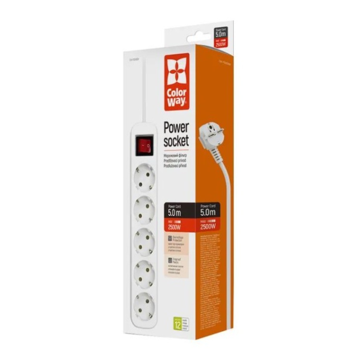 Мережевий фільтр живлення ColorWay CW-PSEA55W, 5 розеток/ 5M white (CW-PSEA55W) 98_98.jpg - фото 7