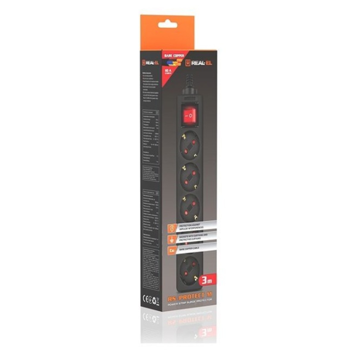 Мережевий фільтр живлення REAL-EL RS-PROTECT M 10m, black (EL122300037) 98_98.jpg - фото 5