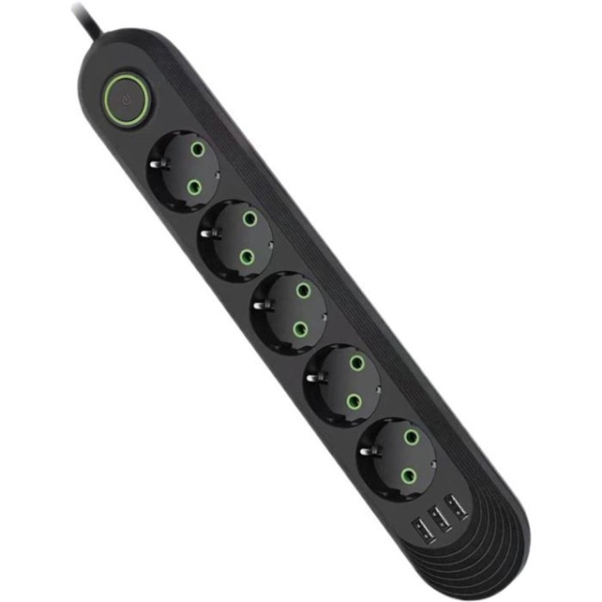 Мережевий фільтр живлення Voltronic F05U, 5роз EU, 3*USB Black (F05U-Black) 256_256.jpg