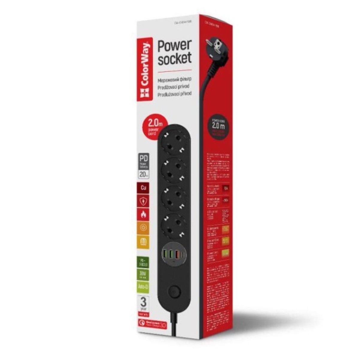 Мережевий фільтр живлення ColorWay CW-CHE44PDB, 4 розетки/4USB 2M (CW-CHE44PDB) 98_98.jpg - фото 9