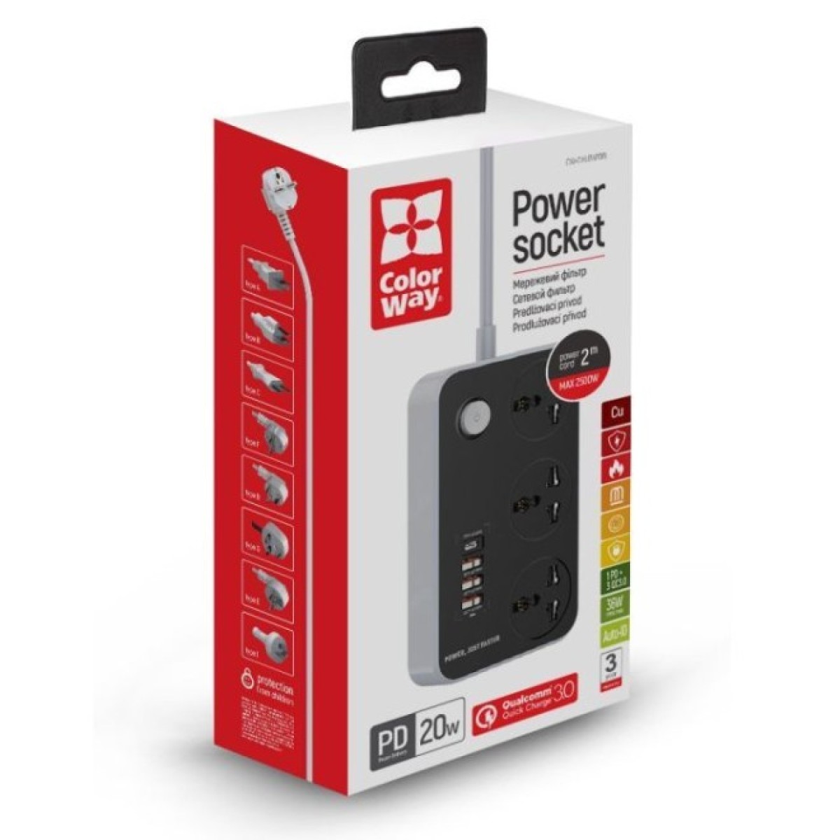 Мережевий фільтр живлення ColorWay CW-CHU34PDB, 3 розетки/4USB Black 2M (CW-CHU34PDB) 98_98.jpg - фото 6