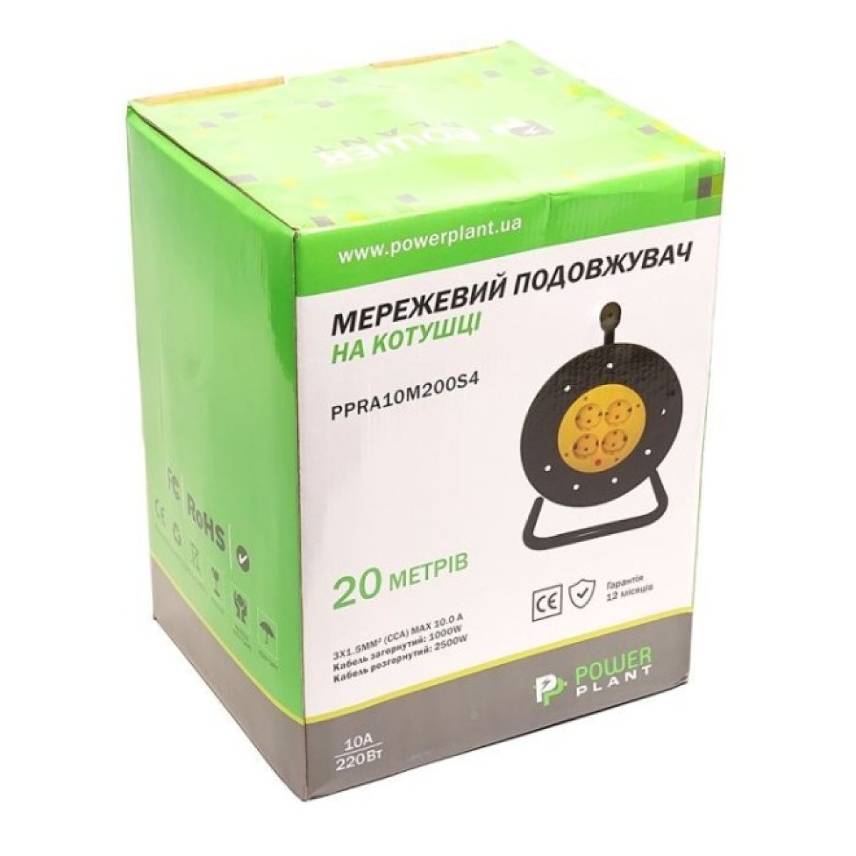 Мережевий подовжувач PowerPlant на катушке 20 м, 4 розетки (JY-2002/20) (PPRA10M200S4) 98_98.jpg - фото 3