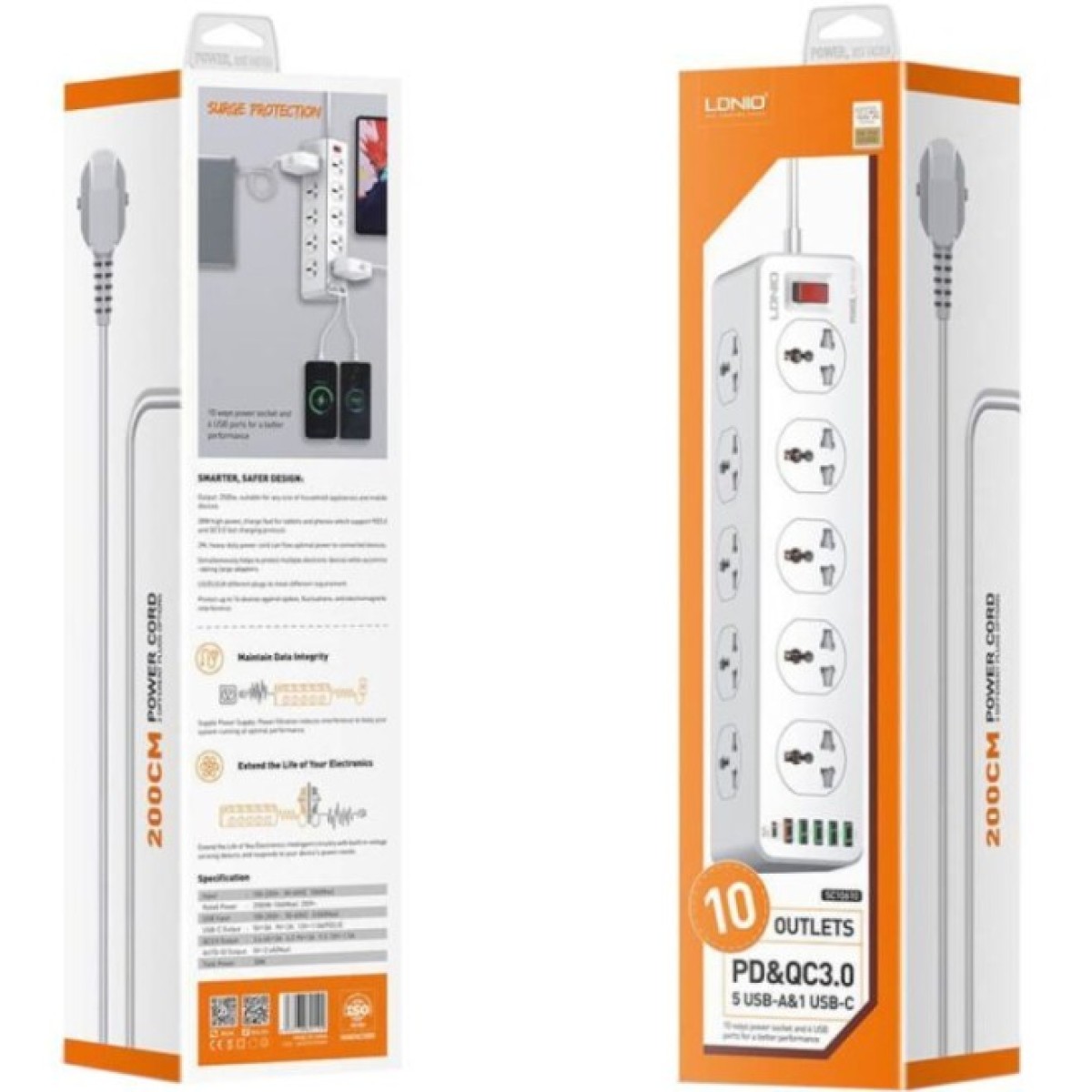 Мережевий фільтр живлення LDNIO SC10610, 5роз + 3USB (SC10610) 98_98.jpg - фото 8