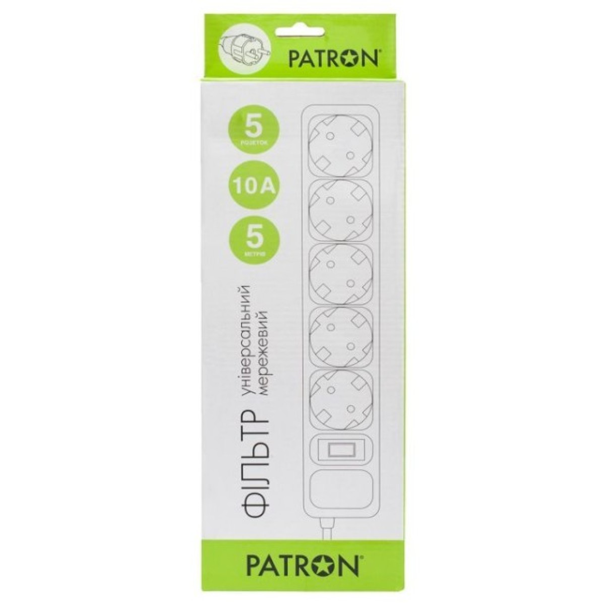 Мережевий фільтр живлення Patron 5.0 m3*1mm2 (SP-1055) 5 розеток BLACK (EXT-PN-SP-1055) 98_98.jpg - фото 3