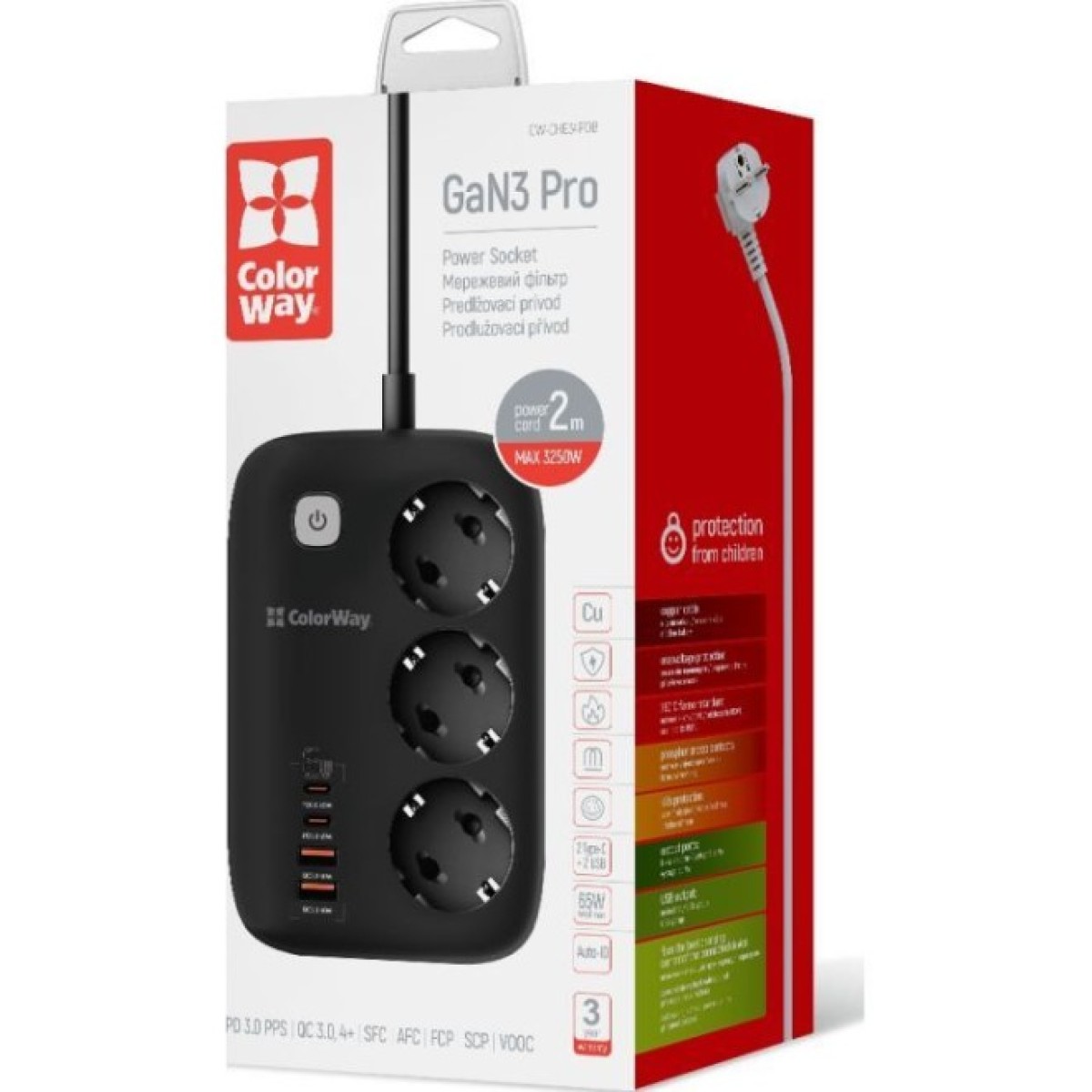 Мережевий фільтр живлення ColorWay CW-CHE34PDB 3 роз/4USB GaN3 Pro (CW-CHE34PDB) 98_98.jpg - фото 11