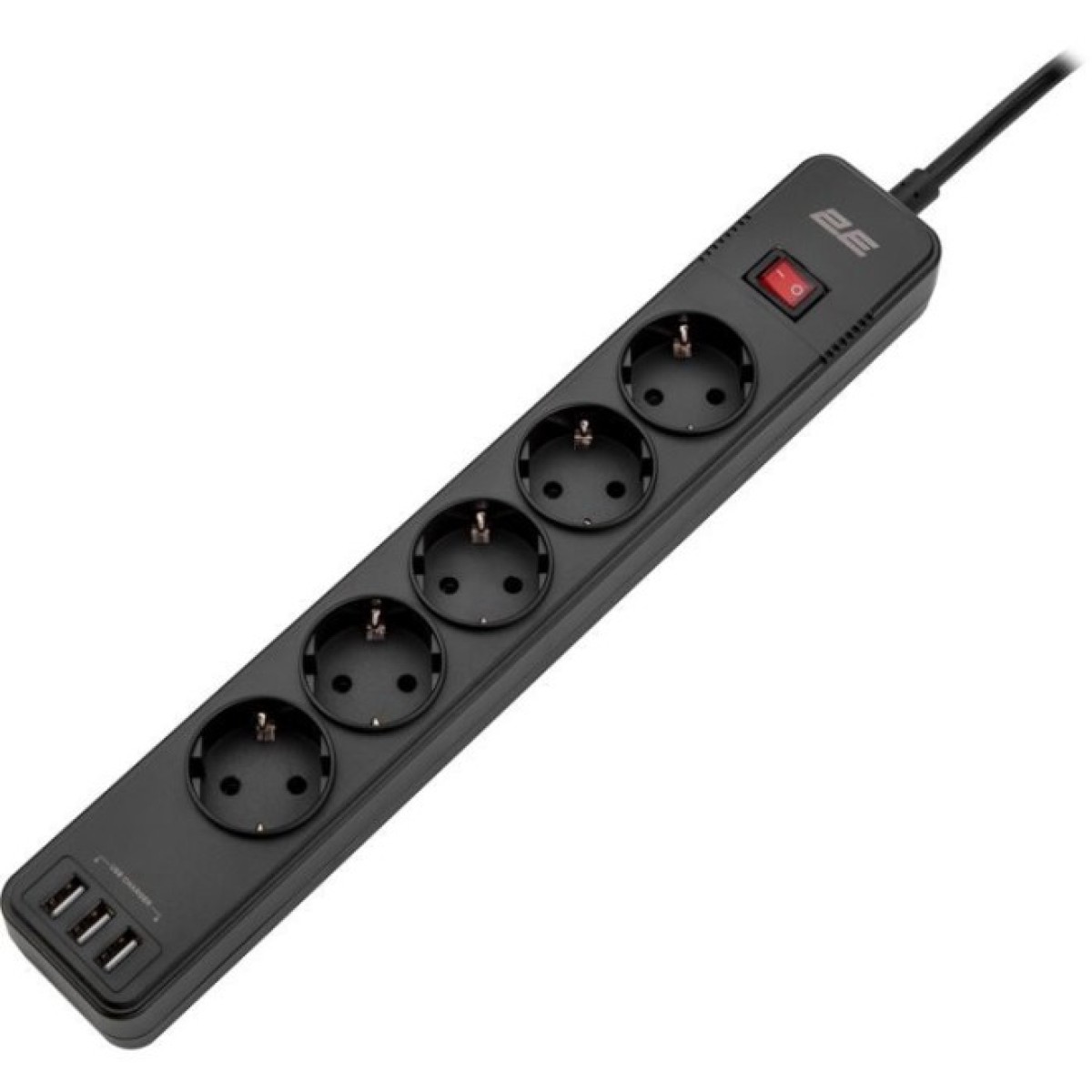 Мережевий фільтр живлення 2E 5XSchuko, 3G*1.5мм, 3*USB-A, 2м, black (2E-SP515M2USBBK) 98_98.jpg - фото 5