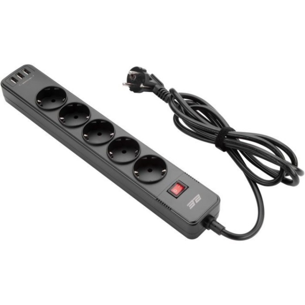 Мережевий фільтр живлення 2E 5XSchuko, 3G*1.5мм, 3*USB-A, 2м, black (2E-SP515M2USBBK) 256_256.jpg