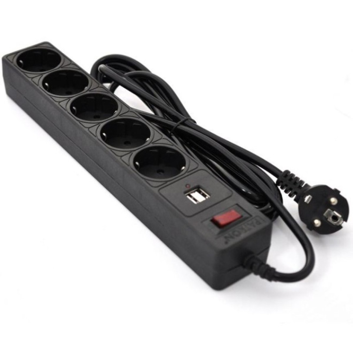 Мережевий фільтр живлення Patron 3m (SP-53) + 2 USB 2.0, 2.1A , 5 роз. BLACK (EXT-PN-SP-53-USB) 256_256.jpg