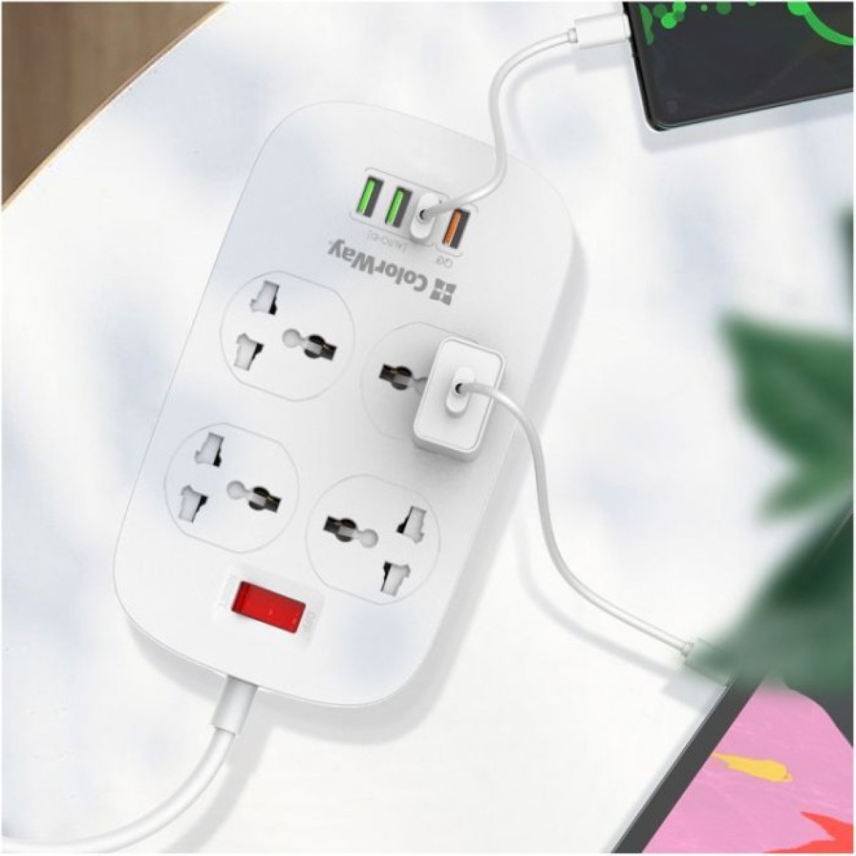 Мережевий фільтр живлення ColorWay 4 розетки/4USB White 1.8м (1QC3.0 + 3 AUTO ID) (CW-CHU44QW) 98_98.jpg - фото 12