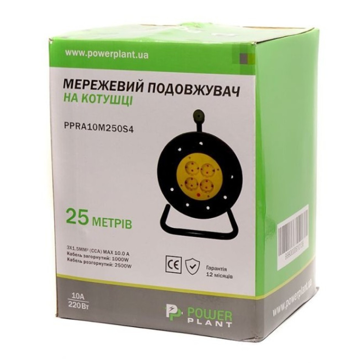 Мережевий подовжувач PowerPlant на катушке 25 м, 4 розетки (JY-2002/25) (PPRA10M250S4) 98_98.jpg - фото 4