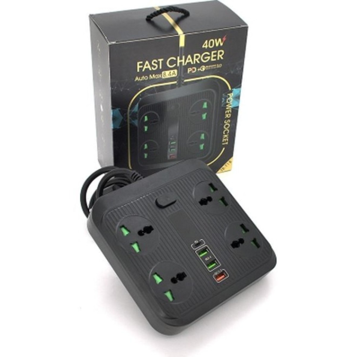 Мережевий фільтр живлення Voltronic TВ-Т18, 4роз, 2*USB+PD Black (OS-Т18-Black) 98_98.jpg - фото 2