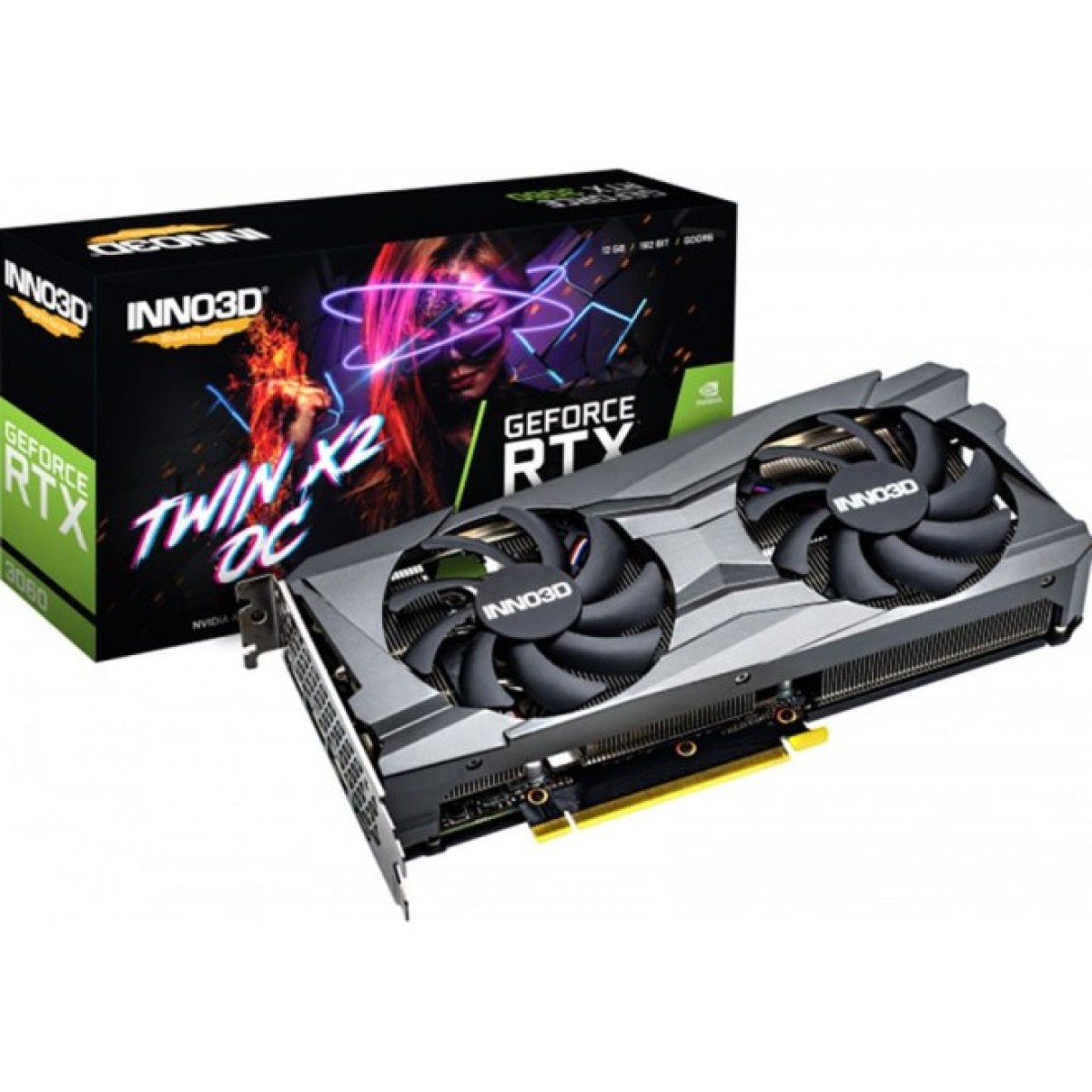Відеокарта GeForce RTX3060 Inno3D Twin X2 OC, 12GB GDDR6 192bit, PCI Express (N30602-12D6X-11902120H) 98_98.jpg - фото 1