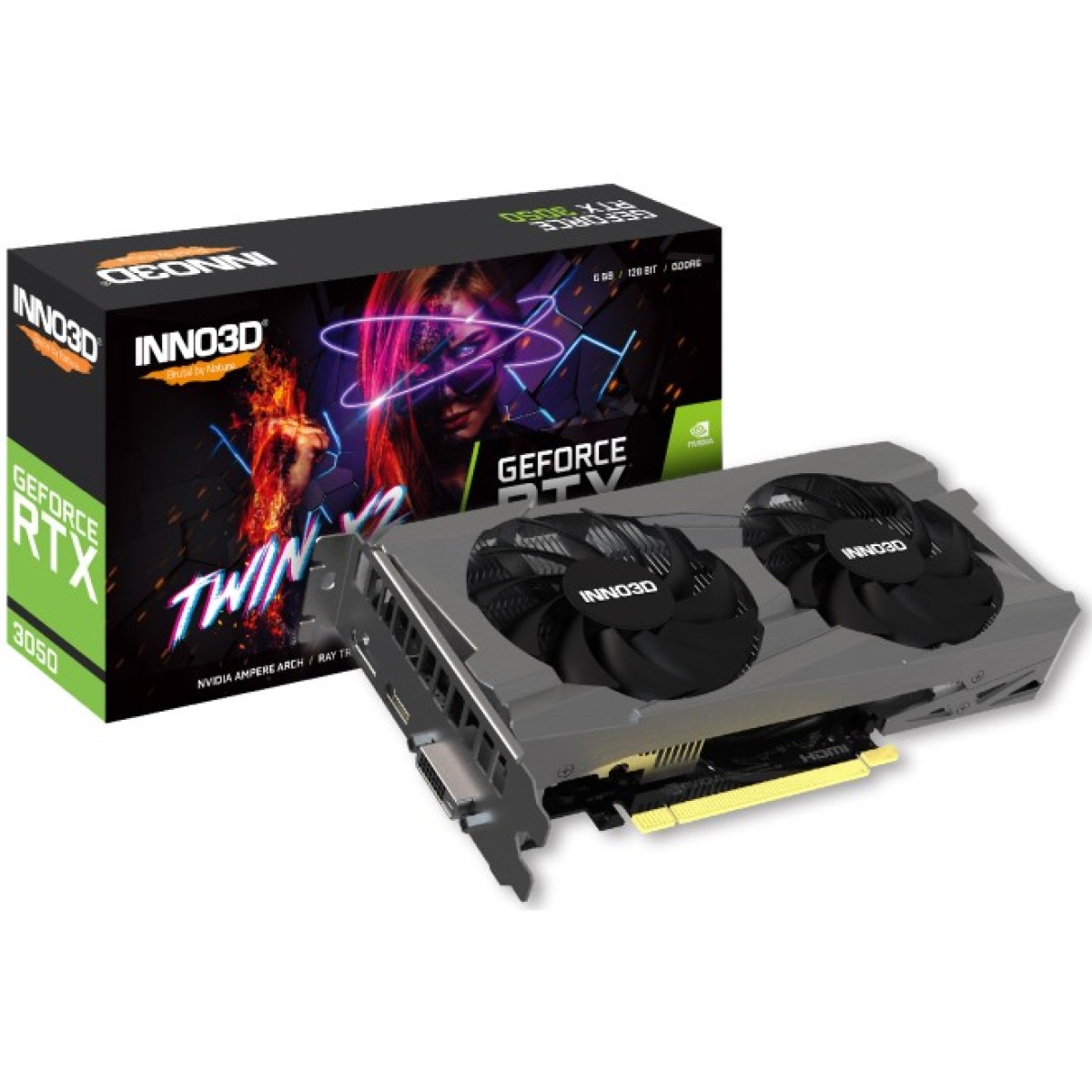 Видеокарта GeForce RTX3050 Inno3D Twin X2 V2, 6GB GDDR6 96bit PCI-E 4.0 (N30502-06D6-1880VA60) 98_98.jpg - фото 1