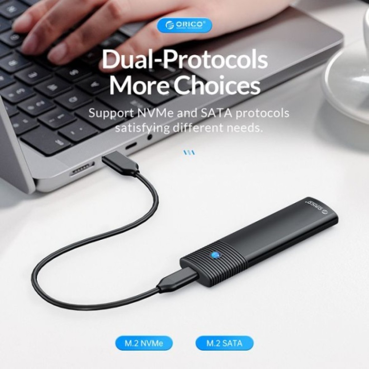 Кишеня зовнішня Orico USB3.2 Gen2 USB-C M.2 NVMe/NGFF(SATA) Dual Protocol SSD (HC380503) 98_98.jpg - фото 2