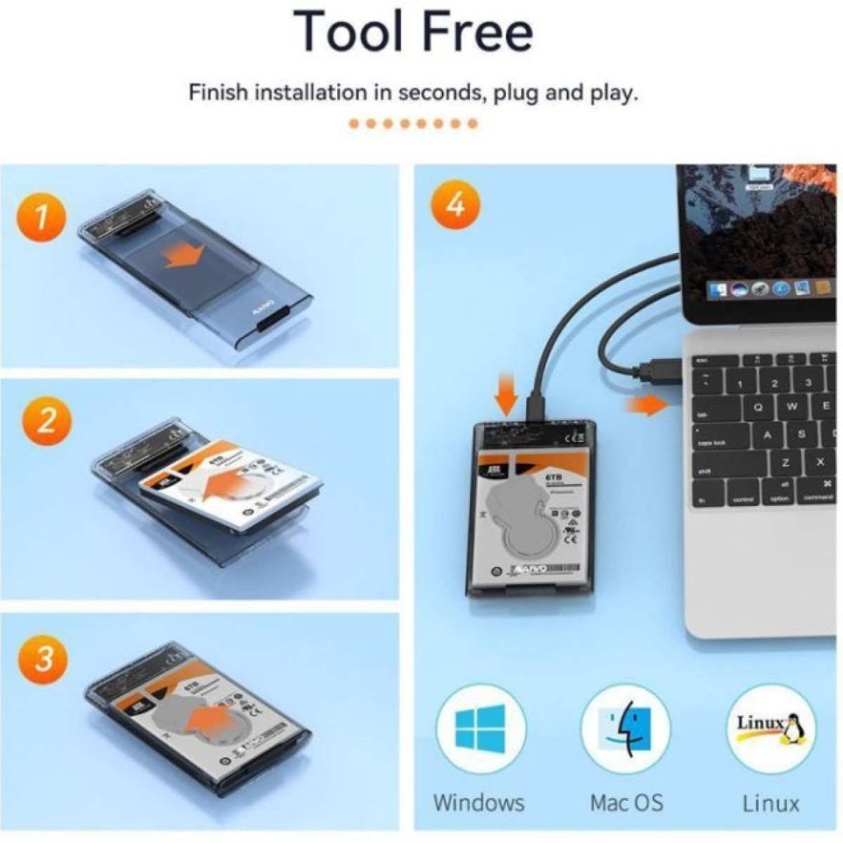 Кишеня зовнішня Maiwo 2.5" SATA/SSD HDD - USB3.1 Gen1 Type-C (K2510) 98_98.jpg - фото 3