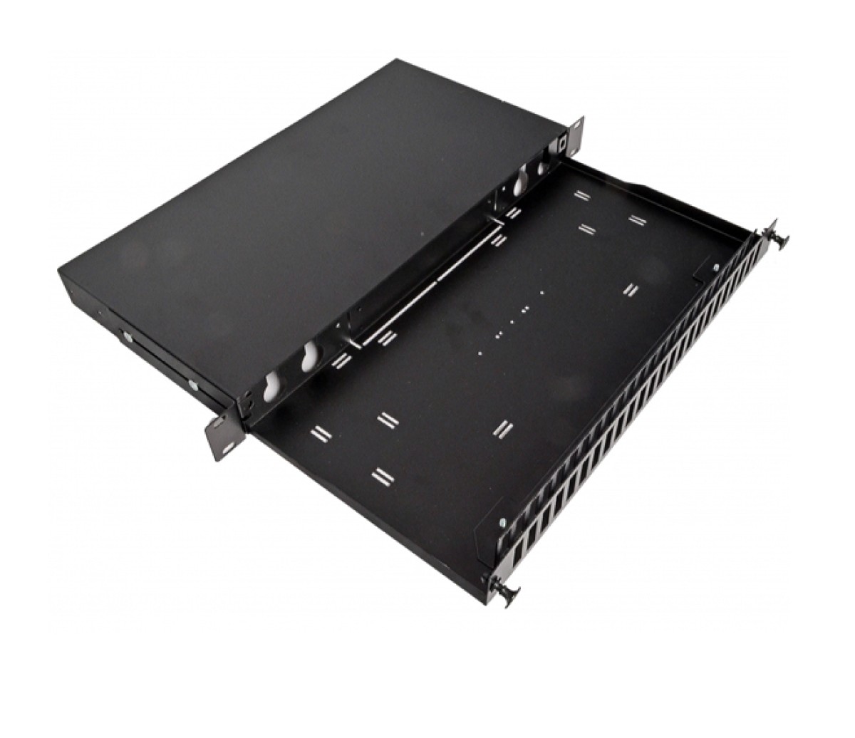 ODF панель 48 портов под 24 адаптера SC Duplex/LC Quad, пустая, 1U, каб,вводы для 2xPG13,5 + 2xPG11, черная, Украина 98_85.jpg - фото 7
