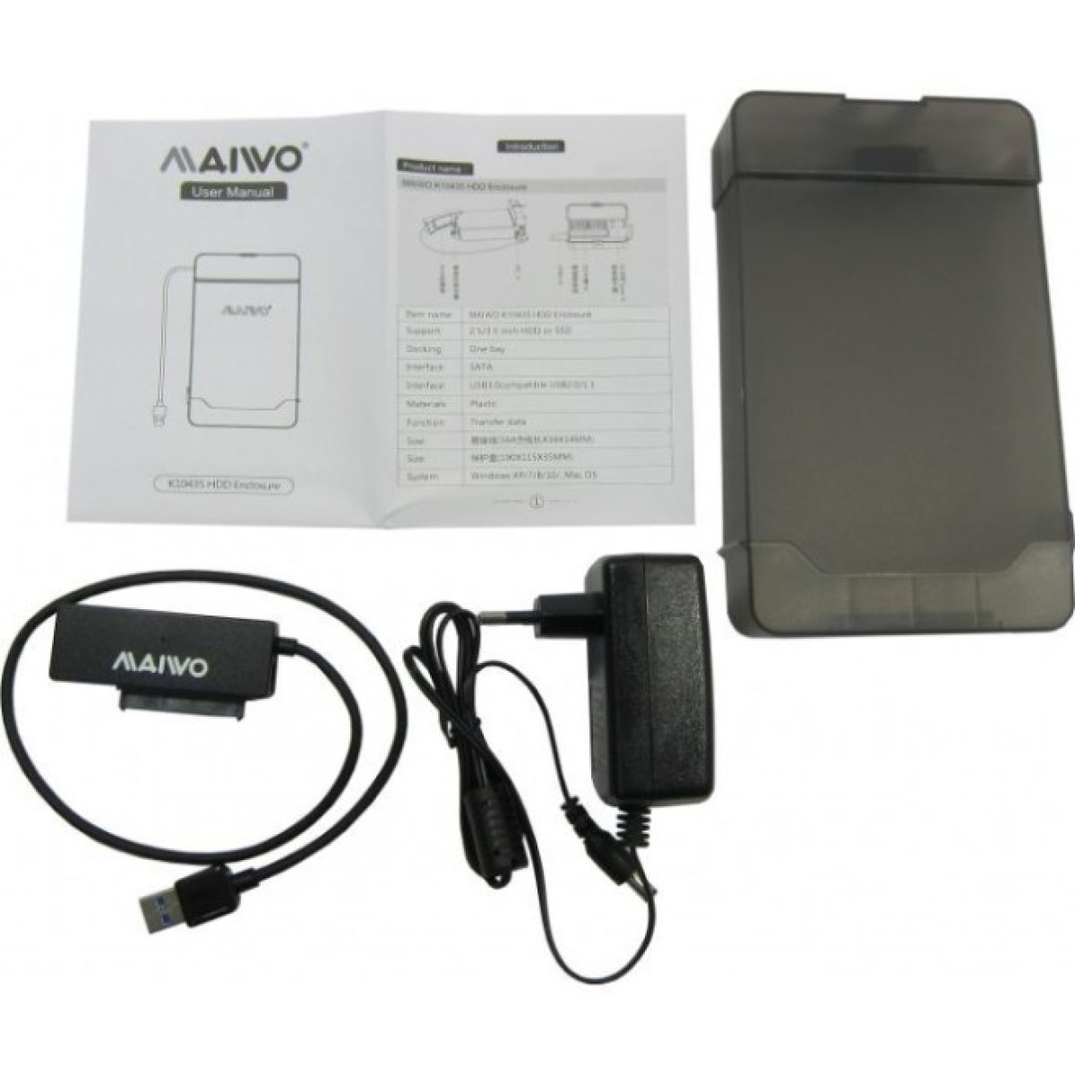Кишеня зовнішня Maiwo K104A USB 3.0 - SATA III, с блоком питания 12В/2А (K10435) 98_98.jpg - фото 6