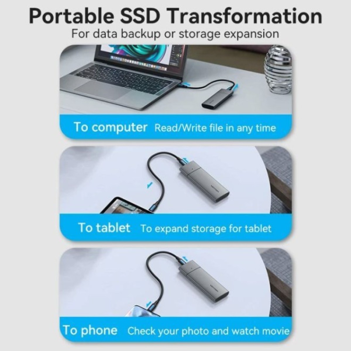 Кишеня зовнішня Vention SSD M.2 (NVME) M-key USB Type-C 3.2 gray (KPGH0) 98_98.jpg - фото 10