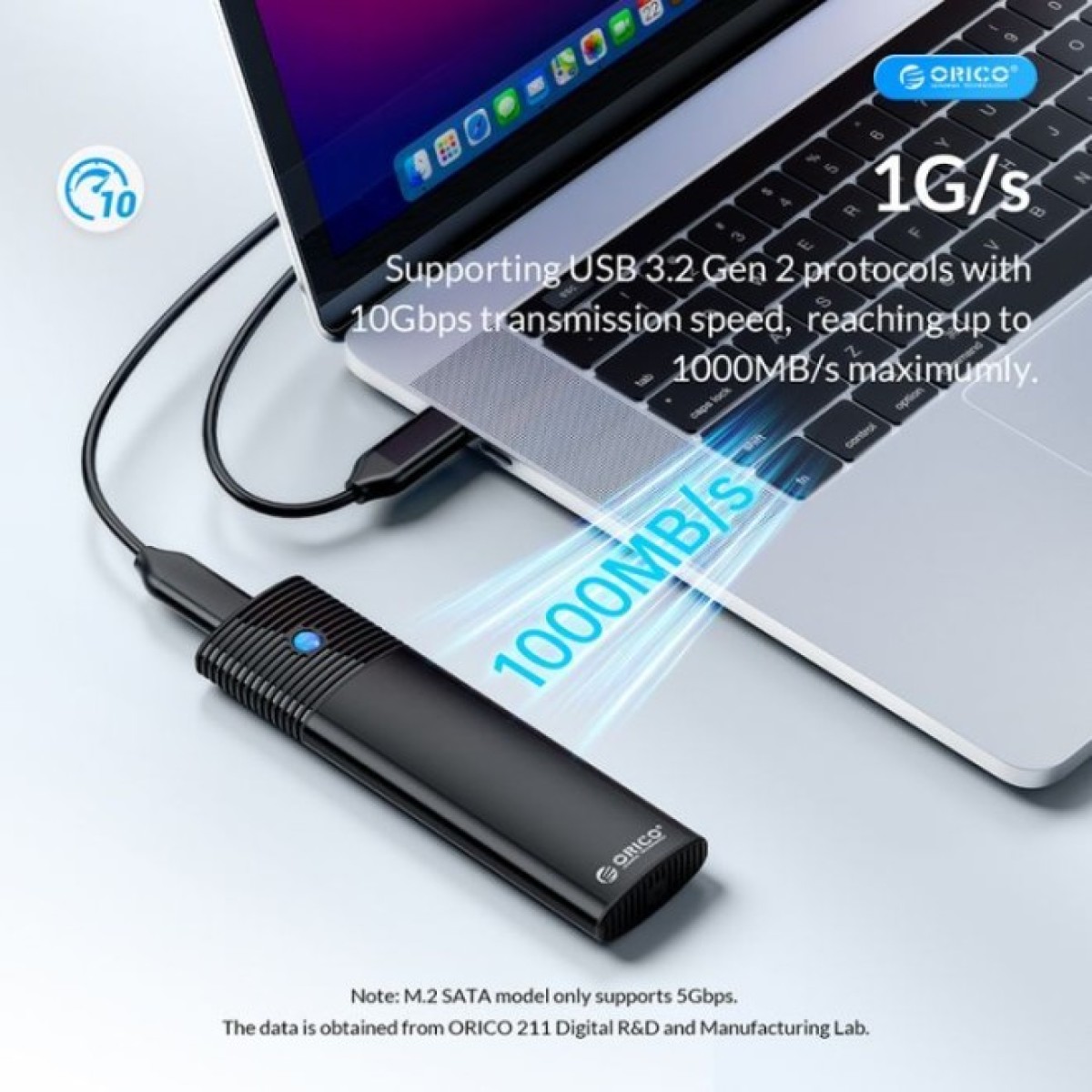 Кишеня зовнішня Orico USB3.2 Gen2 USB-C M.2 NVMe/NGFF(SATA) Dual Protocol SSD (HC380503) 98_98.jpg - фото 6