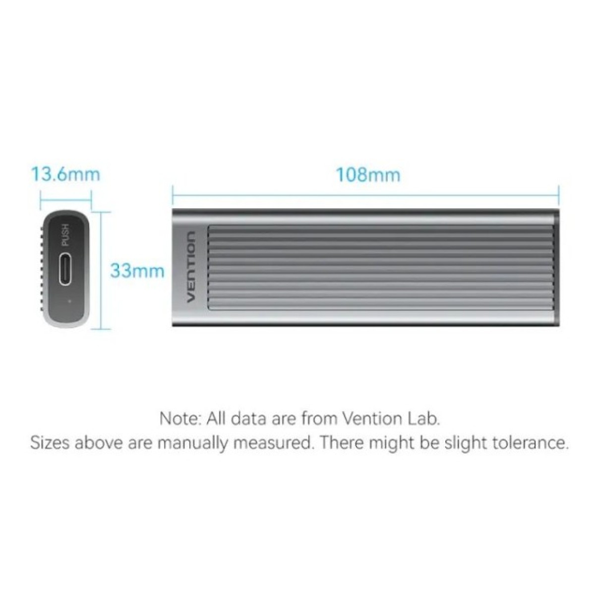 Кишеня зовнішня Vention SSD M.2 (NVME) M-key USB Type-C 3.2 10Gbps Heat Sink Aluminum (KPKH0) 98_98.jpg - фото 12
