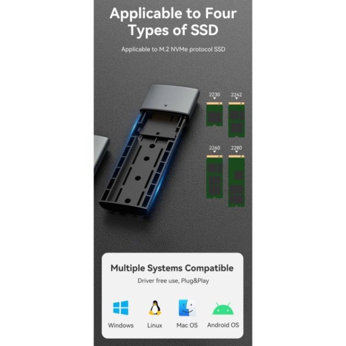 Кишеня зовнішня Vention SSD M.2 (NVME) M-key USB Type-C 3.2 gray (KPGH0) 98_98.jpg - фото 12