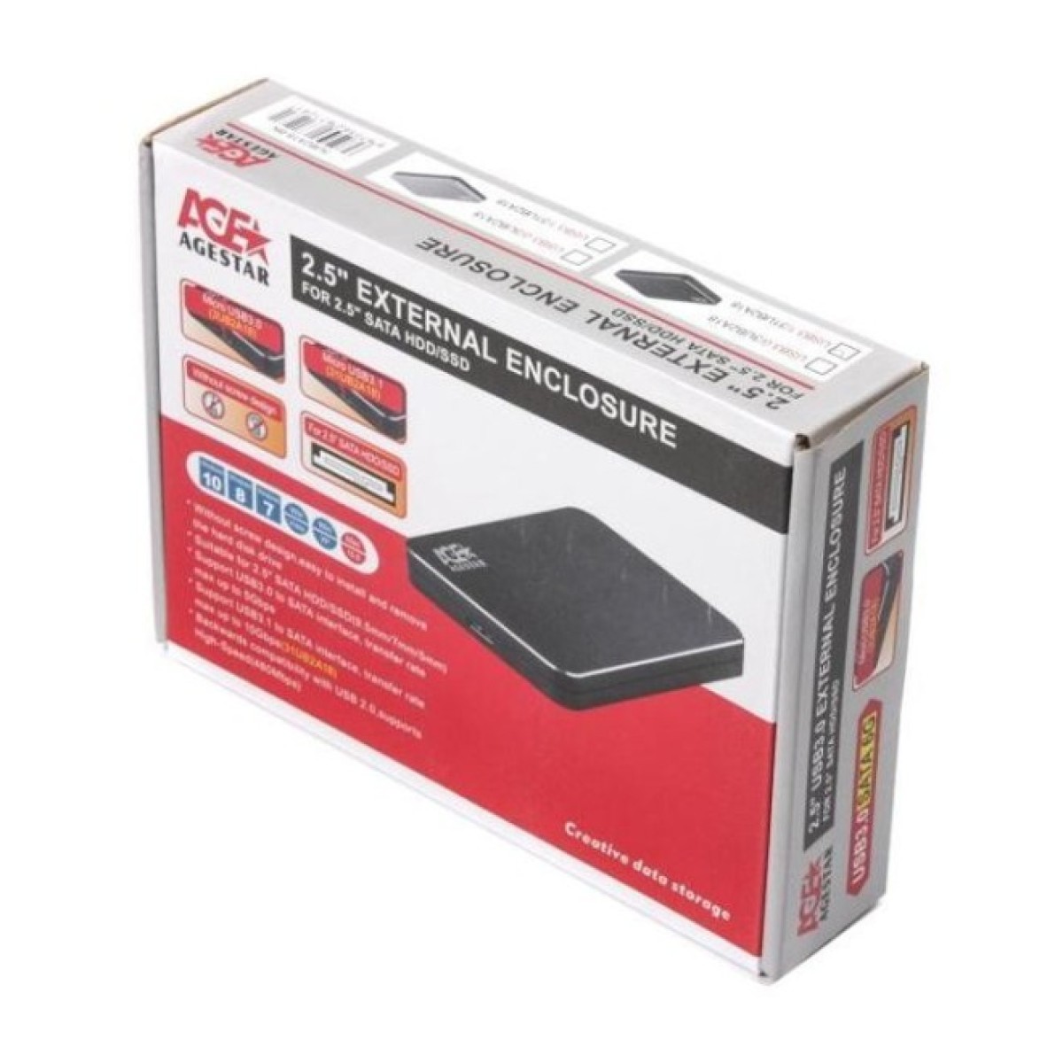 Кишеня зовнішня AgeStar 2.5", USB3.1, черный (31UB2A18 (Black)) 98_98.jpg - фото 3