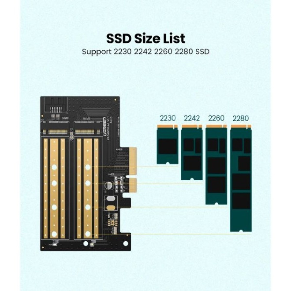 Контролер Ugreen PCI-E 3.0 for SSD M.2 NVMe + M.2 NGFF CM302 (70504) 98_98.jpg - фото 3