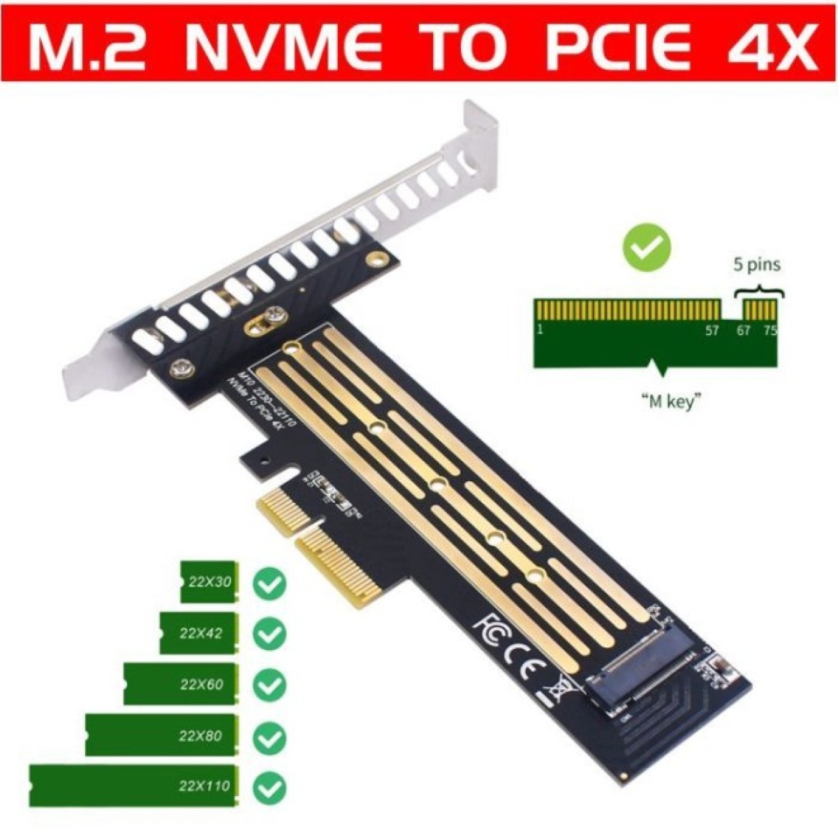 Контроллер Dynamode M.2 SSD NVMe M-Key to PCI-E 3.0 x4/ x8/ x16, full profile br (PCI-Ex4- M.2 M-key) 98_98.jpg - фото 2