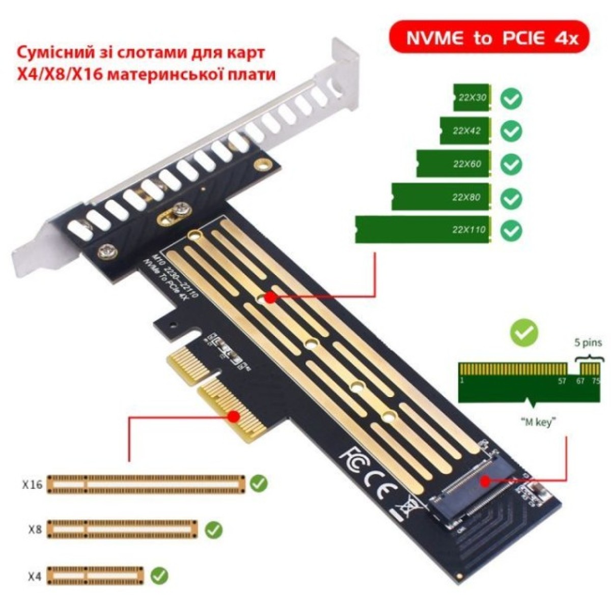 Контроллер Dynamode M.2 SSD NVMe M-Key to PCI-E 3.0 x4/ x8/ x16, full profile br (PCI-Ex4- M.2 M-key) 98_98.jpg - фото 8