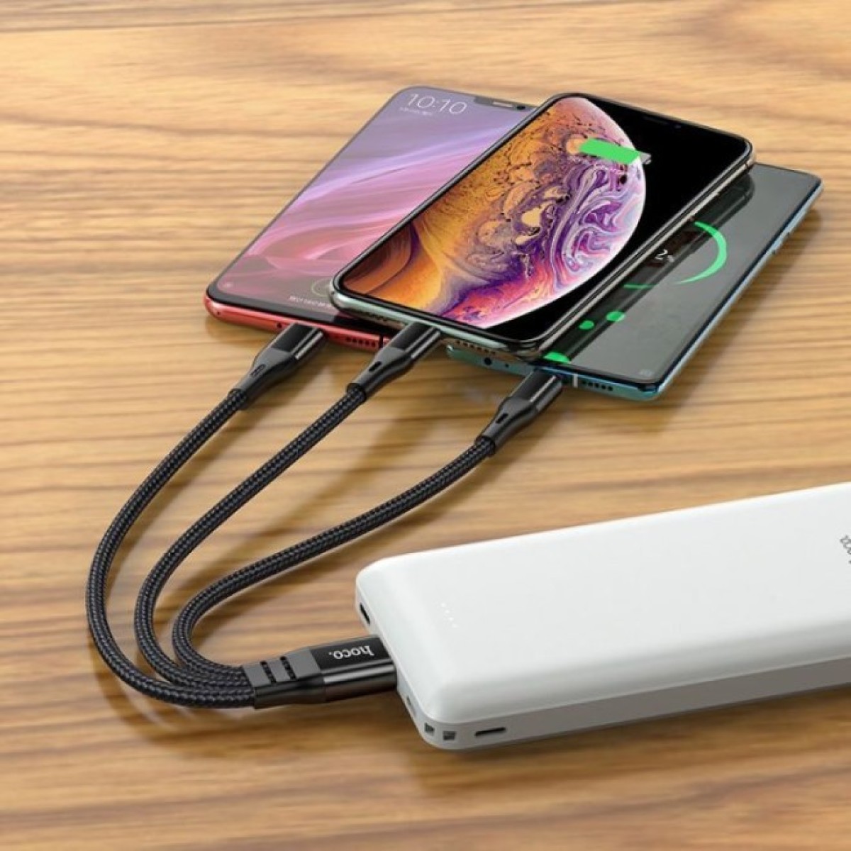 Дата кабель USB 2.0 AM to Lightning+USB-C+Micro 5P 0.25m 2.4A nylon X47 black HOCO (6931474727398) 98_98.jpg - фото 2