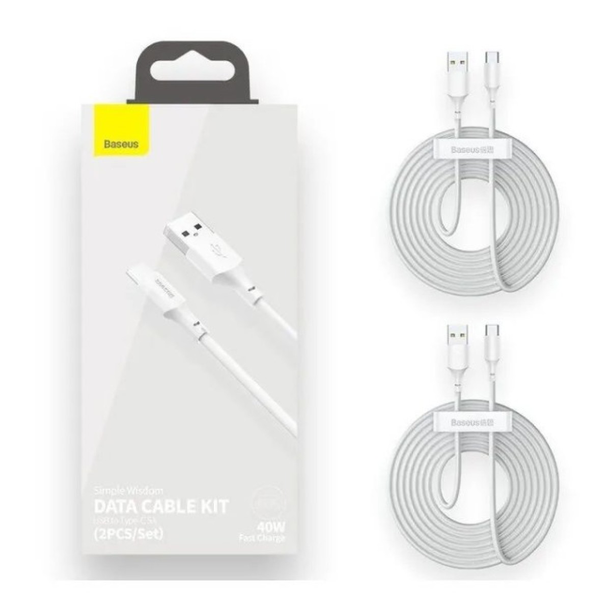 Дата кабель USB 2.0 AM to USB-C Simple WisdomKit (2PCS) 1.5m 5A white Baseus (TZCATZJ-02) 98_98.jpg - фото 2
