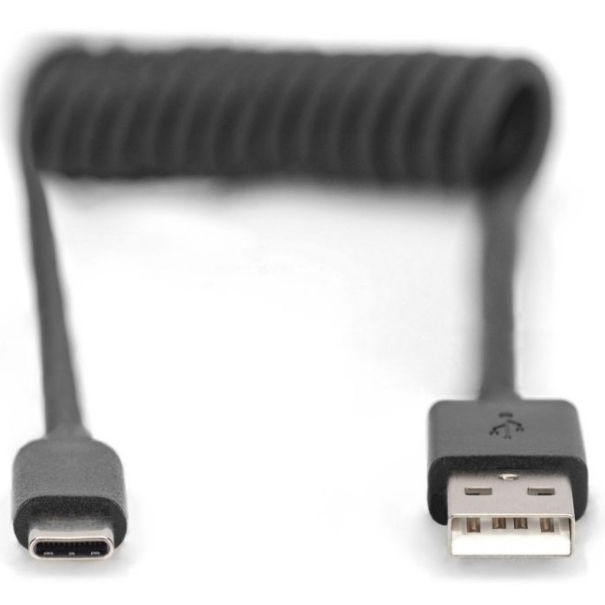 Дата кабель USB 2.0 AM to Type-C 1.0m (0.32m) spiral black Digitus (AK-300430-006-S) 98_98.jpg - фото 2