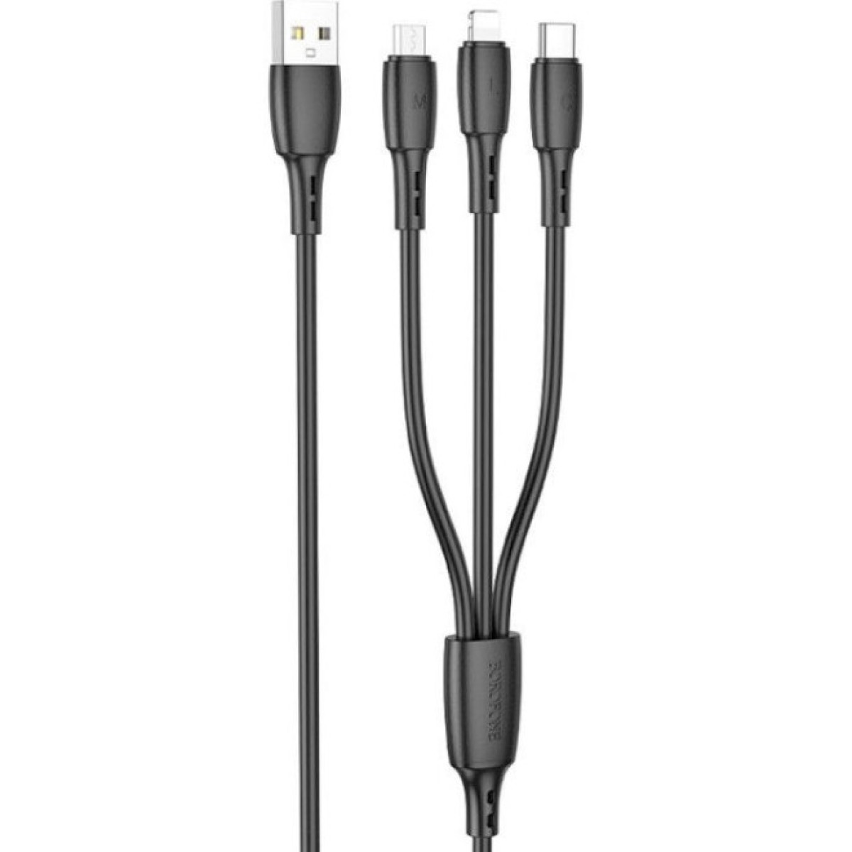 Дата кабель USB 2.0 AM to Lightning+USB-C+Micro 5P 1.0m 2A PVC BX71 black BOROFONE (6974443384543) 256_256.jpg
