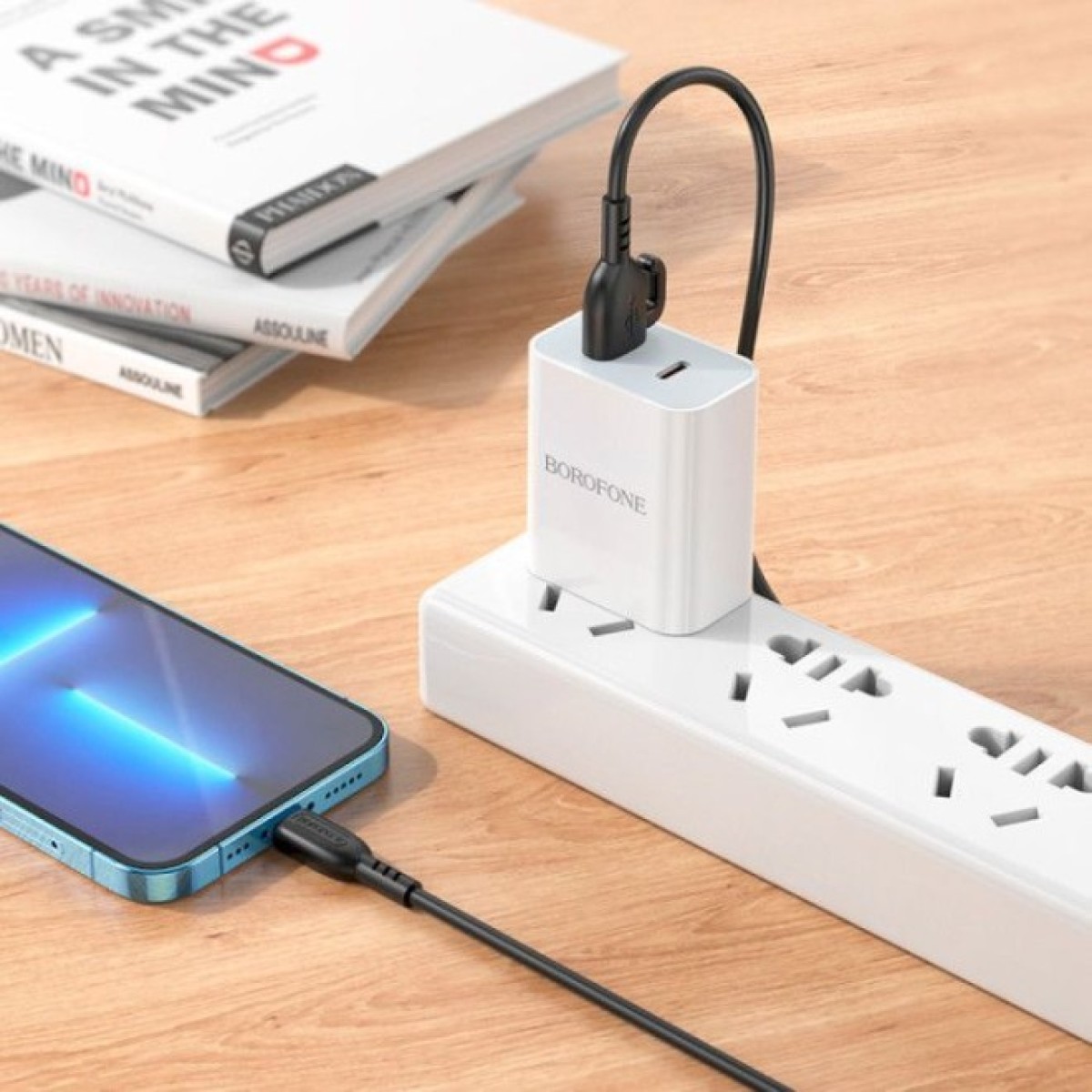 Дата кабель USB 2.0 AM to Lightning 1.0m 2.4A PVC BX91 black BOROFONE (6974443389883) 98_98.jpg - фото 2